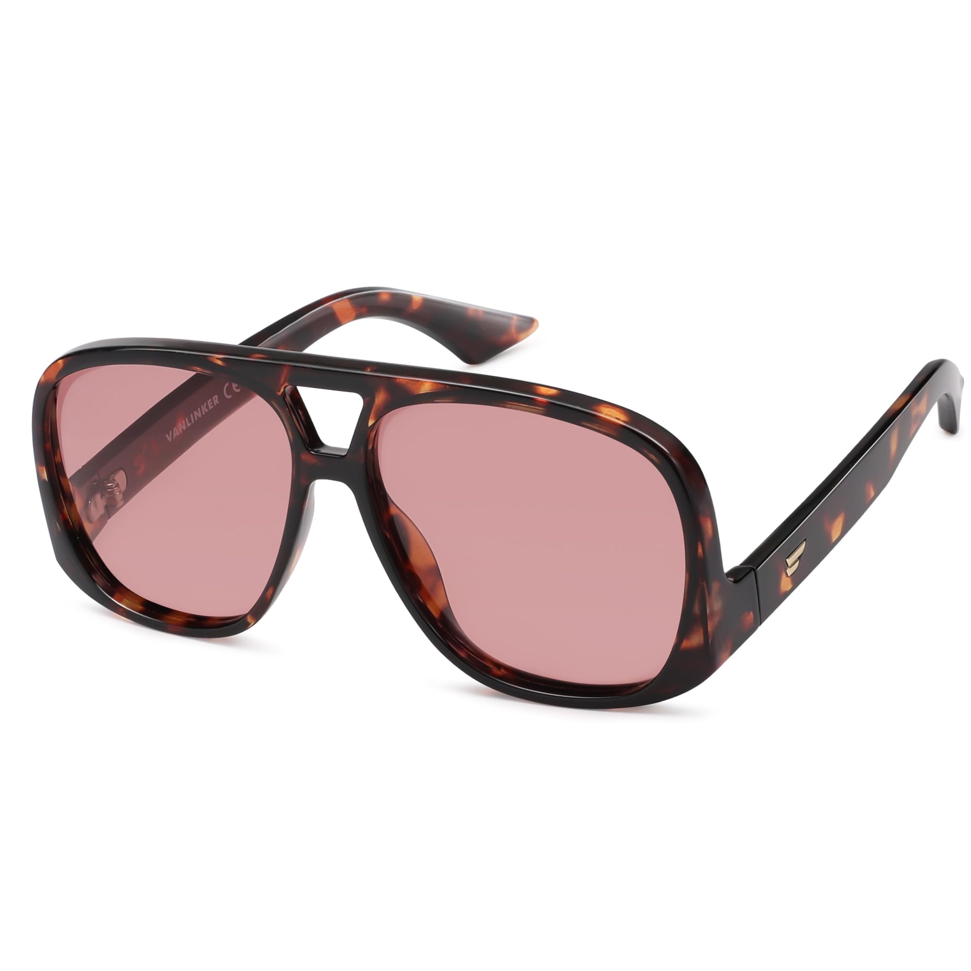 VANLINKER Oversized Aviator Polarized Sunglasses for Women Men Retro Square Eyewears Vintage 70s Style Low-Set Temples VL9822