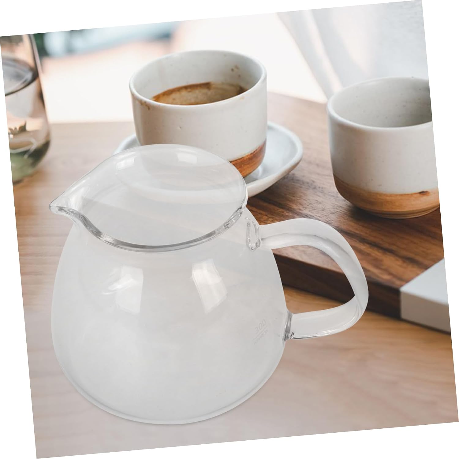 PRETYZOOM Glass Coffee Server Pitcher Manual Pour Carafe for Cold Brew Tea and Beverages Stylish Creamer Chic Design for Home Brewing