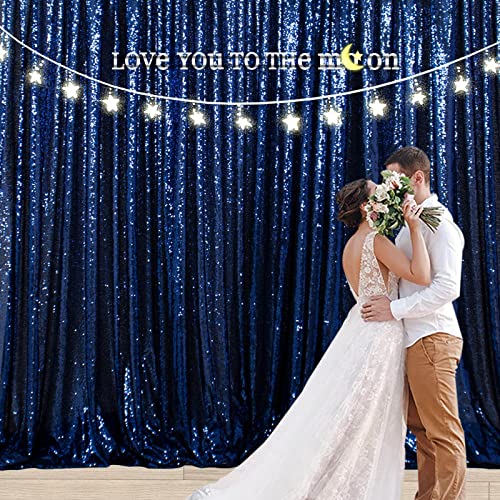 ShiDianYi Navy Blue Sequined 8FTx10FT Wedding & Party Backdrop - Baby Shower/Birthday Backdrop Curtain