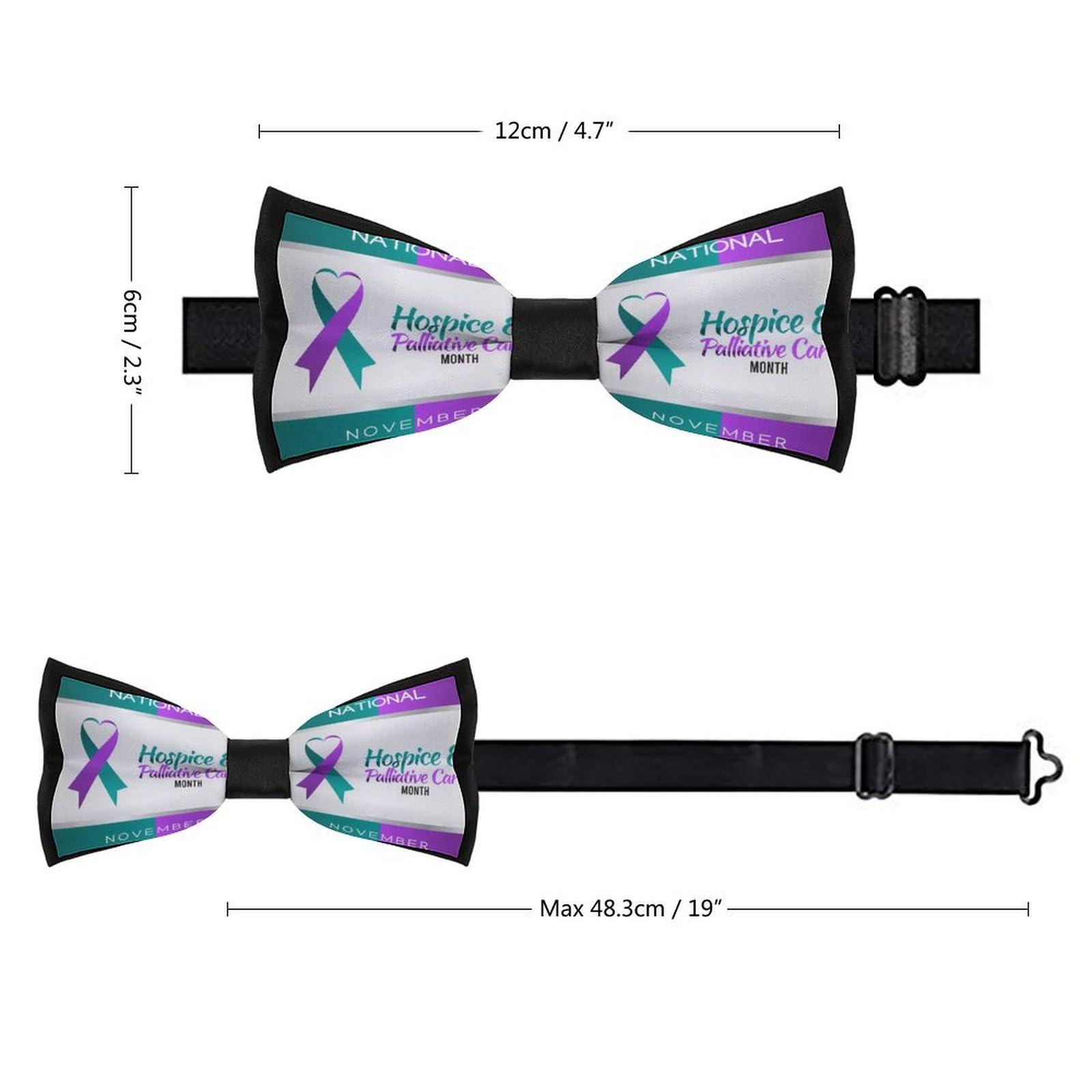 GoasNei Purple Green Ribbon Hospice And Palliative Care Awareness Bow Tie for Men Adjustable Necktie Funny Tie Neck Ties for Weddings Party