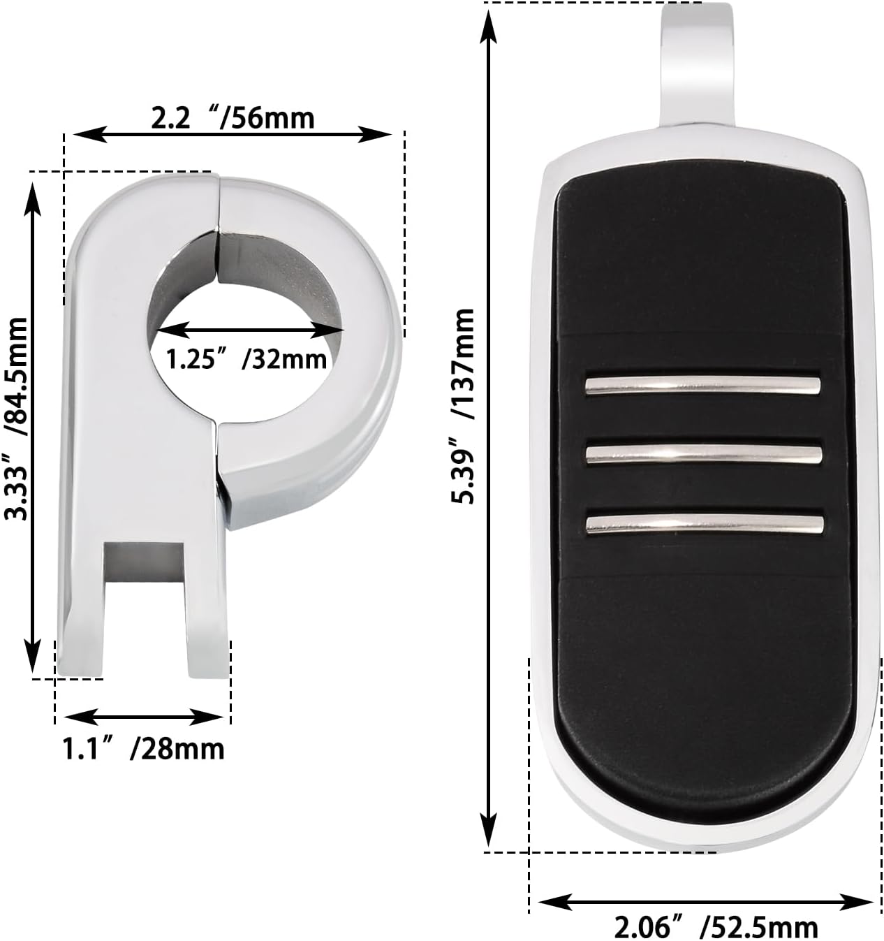 1.25" (32mm) Adjustable Highway Foot Pegs w/Mounting P-Clamps for Harley Davidson Touring Street Glide/Road Glide/Electra Glide/Road King Motorcycle with 1-1/4" Crash Bar,CHROME#1