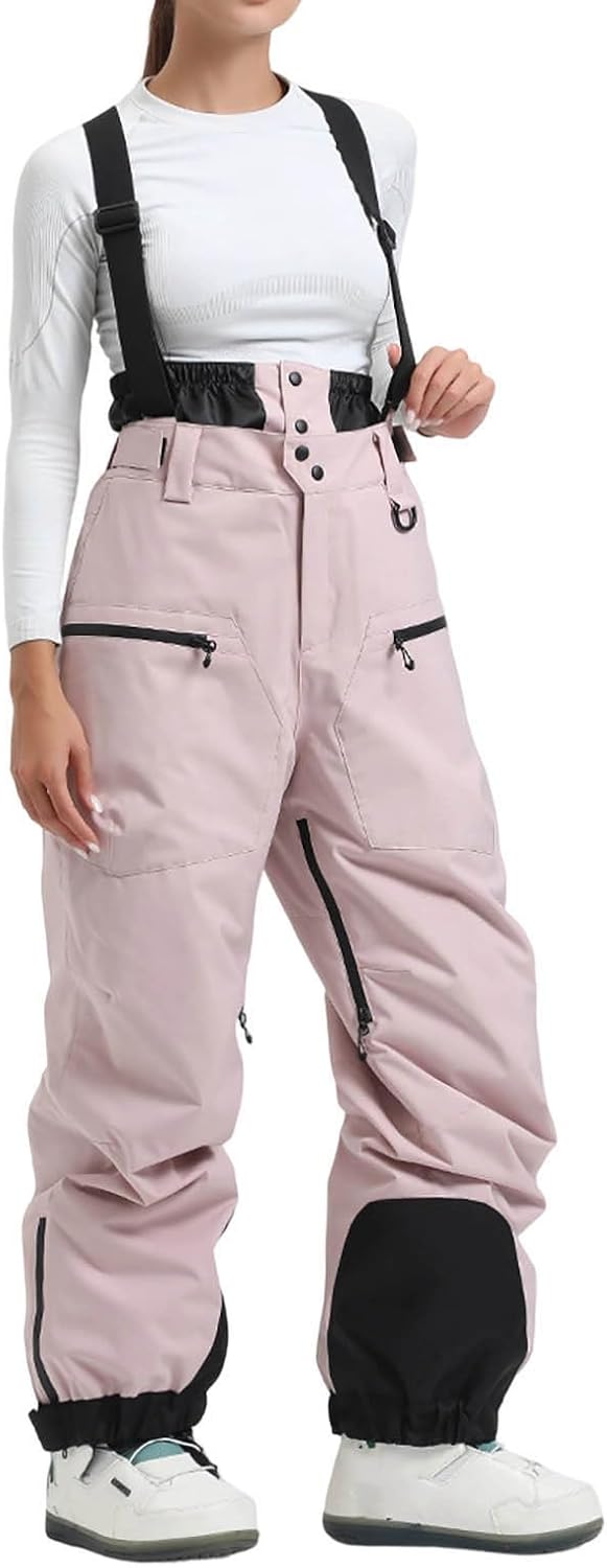 Women Men Ski Suit Skis Snow Bibs Pants Insulated Water Resistant Overall Jumpsuit Winter Onesies Baggy Snowboard Pant