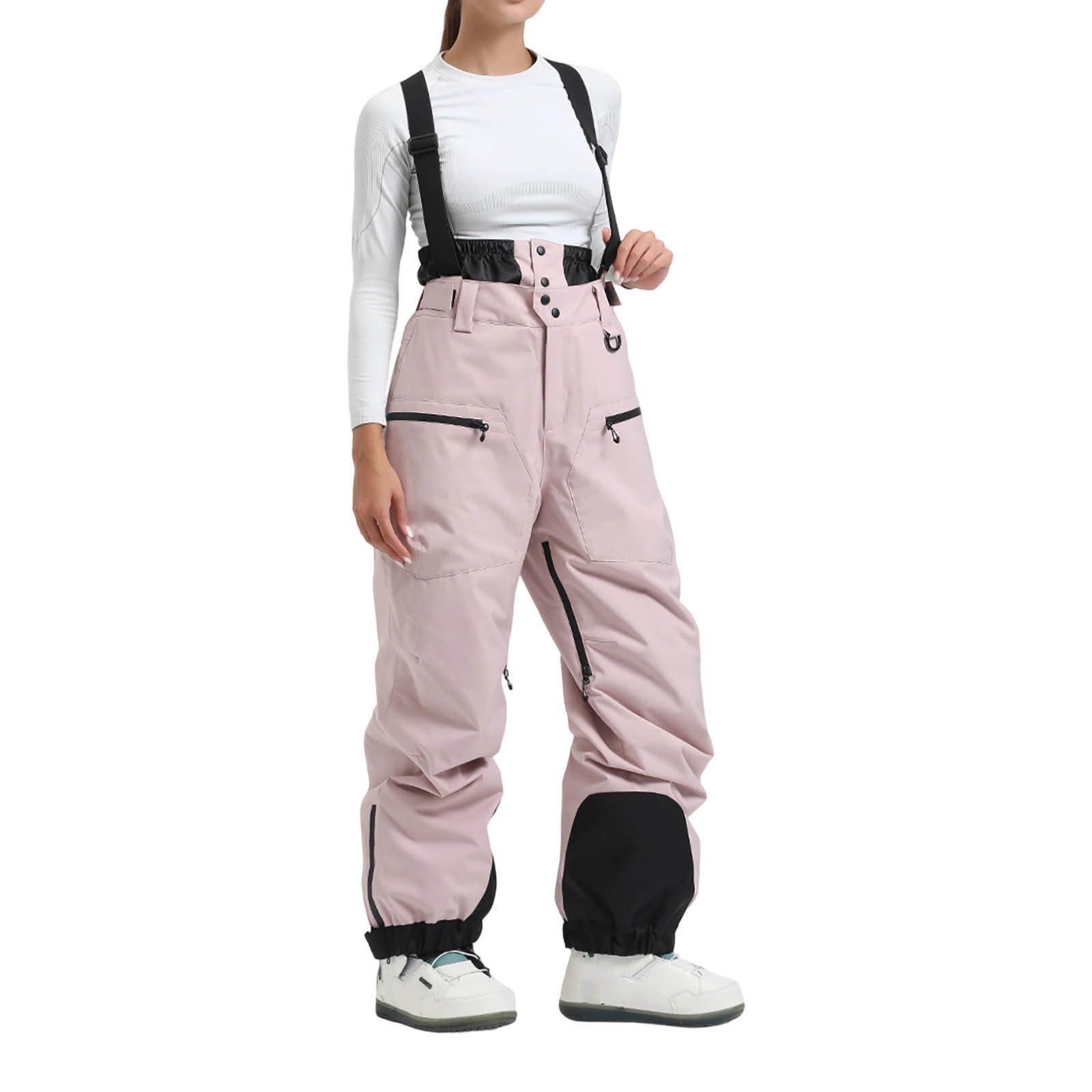 RLEHJN Salopette De Snowboard Femme Combinaison Réglable Pour Le Ski Pantalon De Ski Femme Imperméable Coupe-Vent Une Pièce Pantalon À Bretelles Isolées Thermiques Salopette De Neige D'extérieur