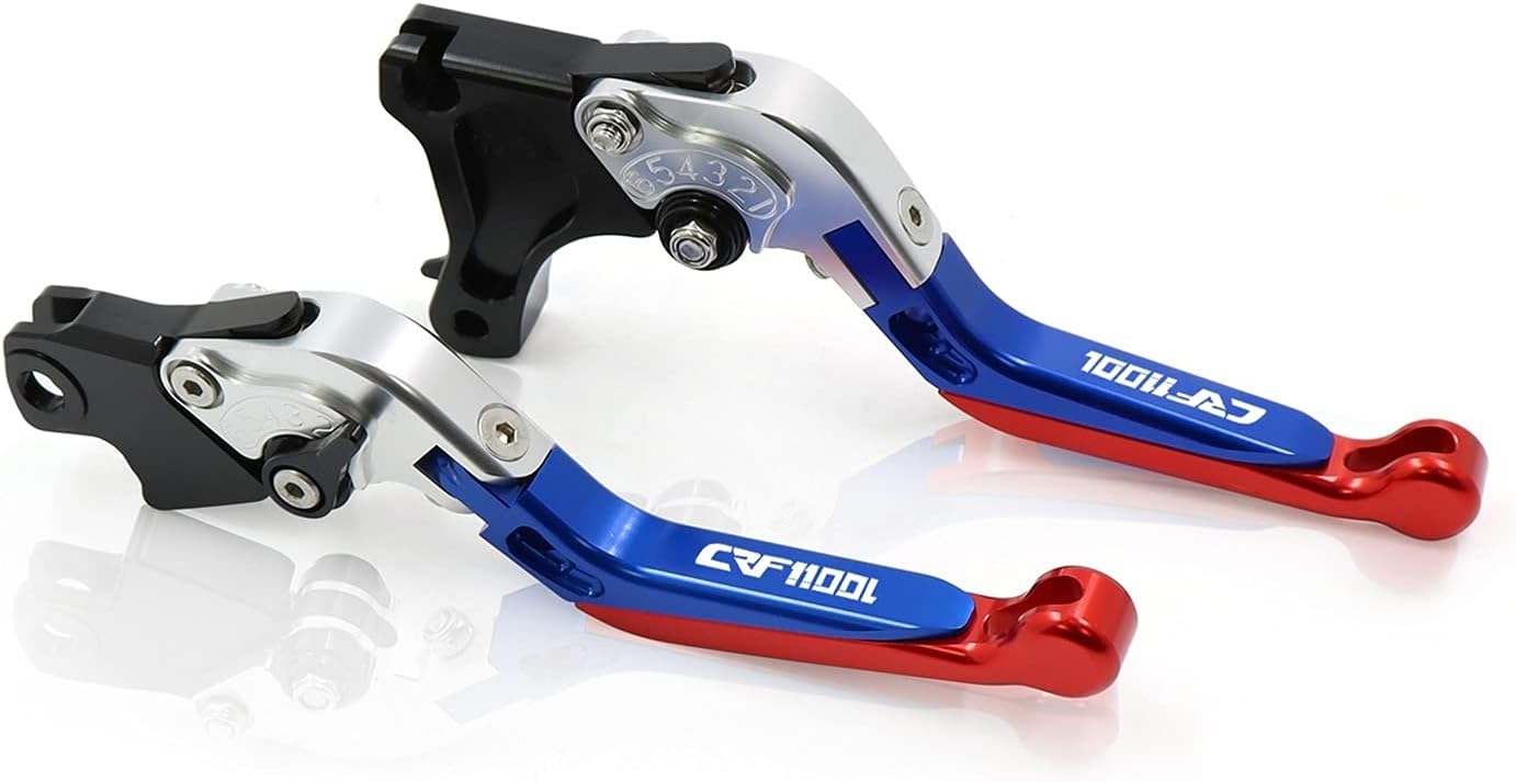 CNC Handlebar Adjustable Extendable Folding Brake Clutch Lever Replacement for Hon Da CRF1100L Africa Twin DCT 2017-2022 CRF1100 L CRF 1100 L Brake levers(BlackBlackBlue)