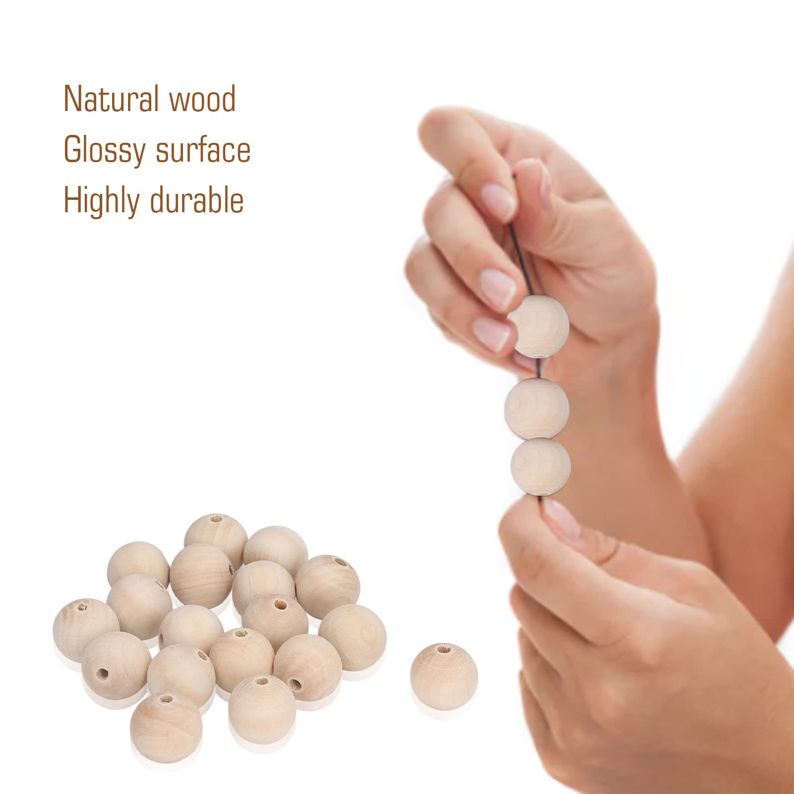 30 Perline Di Legno Naturali Da 40mm - Per Bracciali, Collane E Lavoretti Fai Da Te - Foto 4