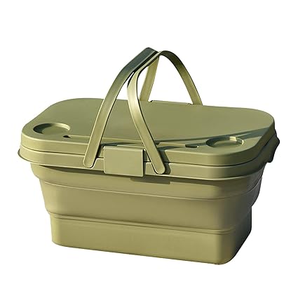 Camping Basket, Foldable Picnic Basket with Multi-Function Lid, Picnic Basket with Table, Portable Outdoor Picnic Basket, Camping Basket with Handle for Home Picnic BBQ