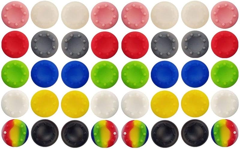 40 piezas de accesorios de silicona coloridos pieza de repuesto cubierta de tapa de agarre de pulgar, controlador analógico cubierta de tapa de agarre de pulgar para PS2, PS3, PS4, Xbox 360, controlador Xbox One