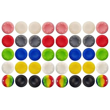 40 Pcs Colorful Silicone Accessories Replacement Parts Thumb Grip Cap Cover, Analog Controller Thumb Stick Grips Cap Cover for PS2, PS3, PS4, Xbox 360, Xbox One Controller