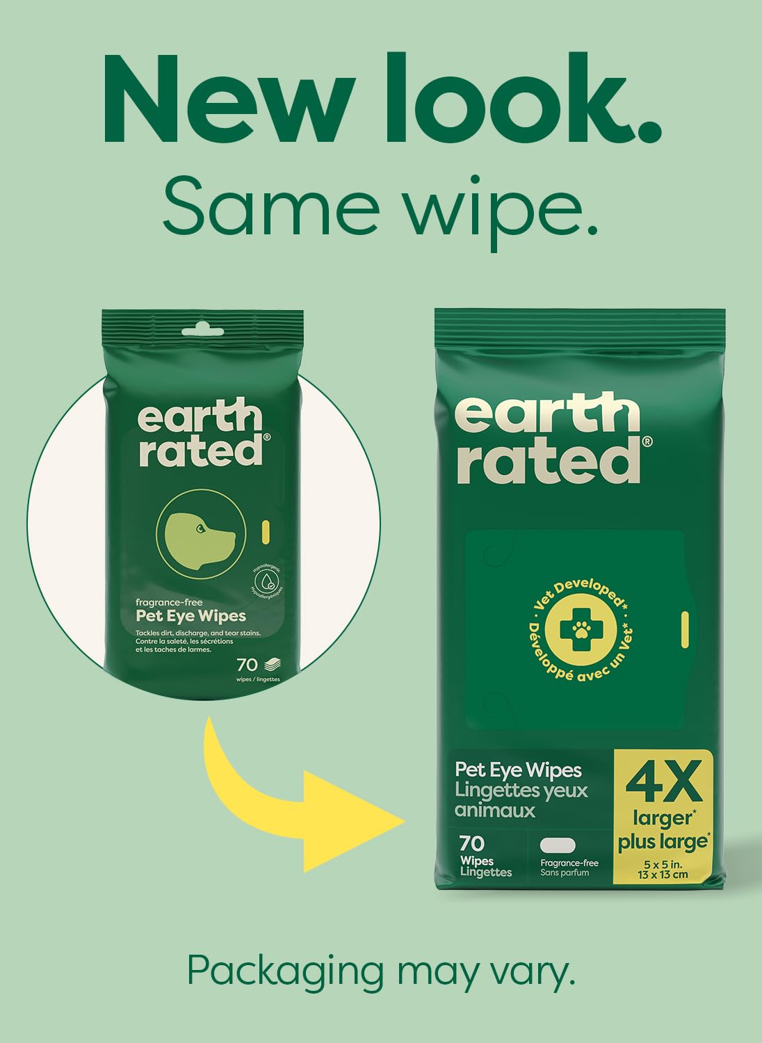 Earth Rated Dog Eye Wipes, Vet Developed, Unscented, Removes Dirt, 70ct view 2