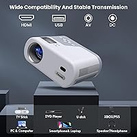 Vista 7 de Mini proyector, proyector con WiFi y Bluetooth, proyector portátil de soporte 1080P, altavoz integrado, compatible con teléfono