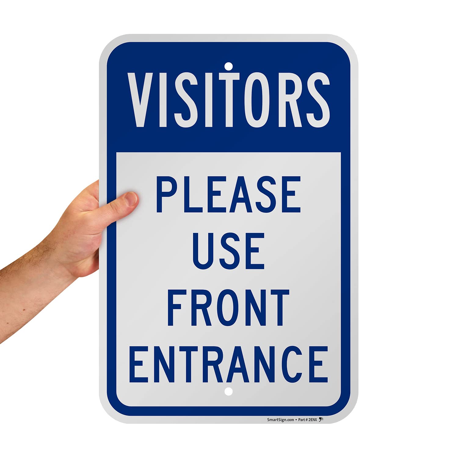 SmartSign “Employee Entrance Only” Aluminum Sign – 10x14 Inches, Black/Blue On White