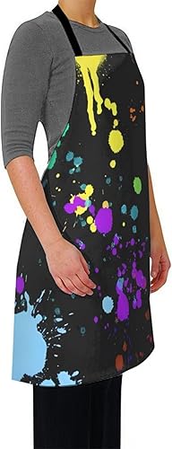 Miniatura 9 de Delantal colorido arte de pintura, delantal de trabajo impermeable para cocina, barbacoa, fiesta, regalo perfecto de vacaciones