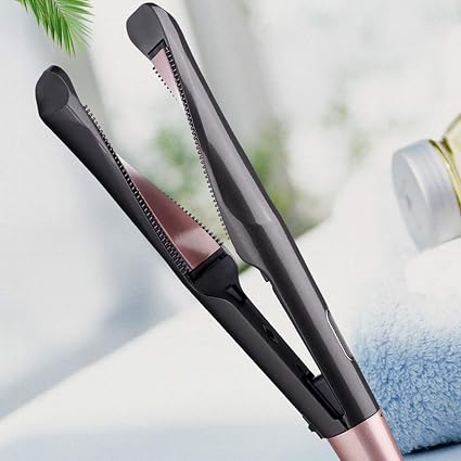 Plancha de pelo y rizador, Rabbitstorm 2 en 1 rizadores de pelo y plancha  alisadora con panel espiral de cerámica, pantalla LCD digital, plancha  plana de temperatura ajustable para todo tipo de