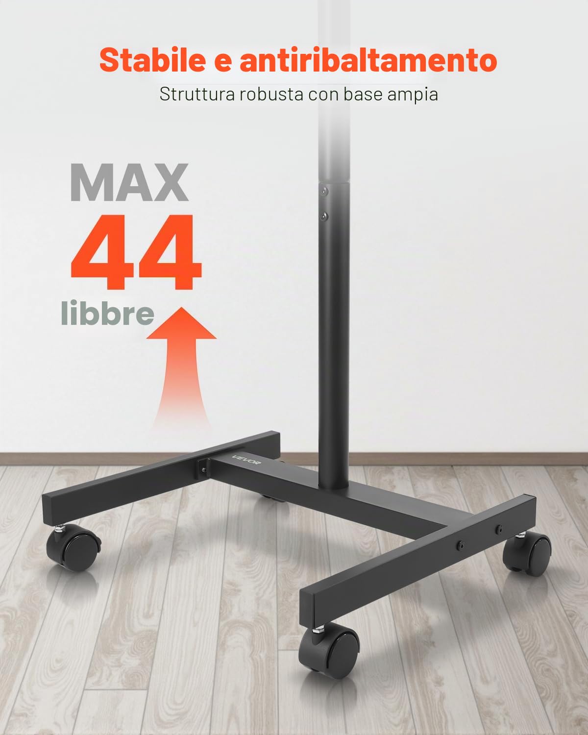 VEVOR Supporto TV da Pavimento per Schermo Piatto Curve 431,8-1397 mm, Carrello Porta TV Carico max. 20 kg, VESA 200 x 200 mm
