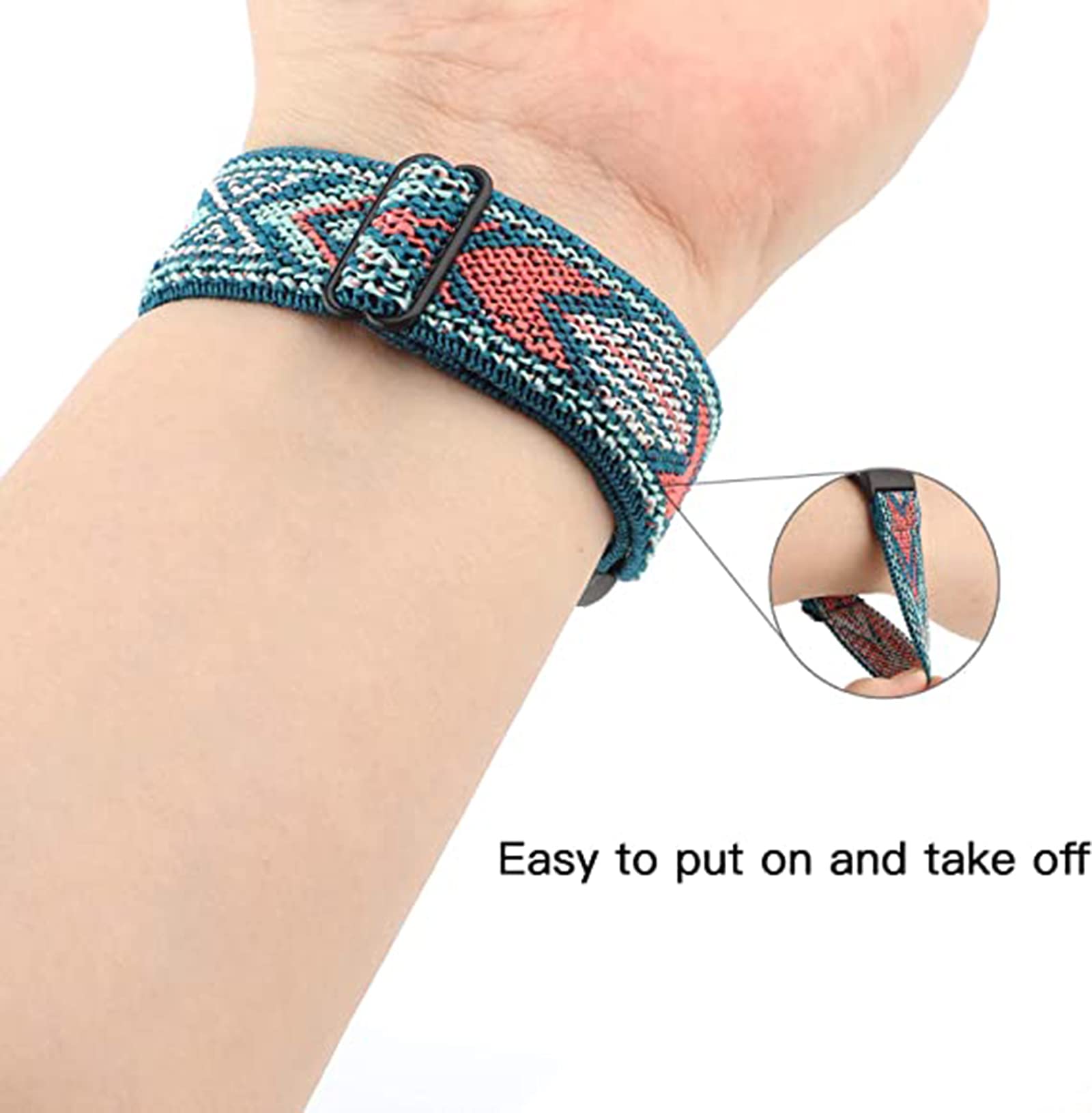 Giaogor Compatible for Fitbit Luxe Band Stretch Elastics Nylon Adjustable Replacement Strap Accessories Compatible for Fitbit Luxe Fitness and Wellness Tracker (Green Arrow) - Image 2