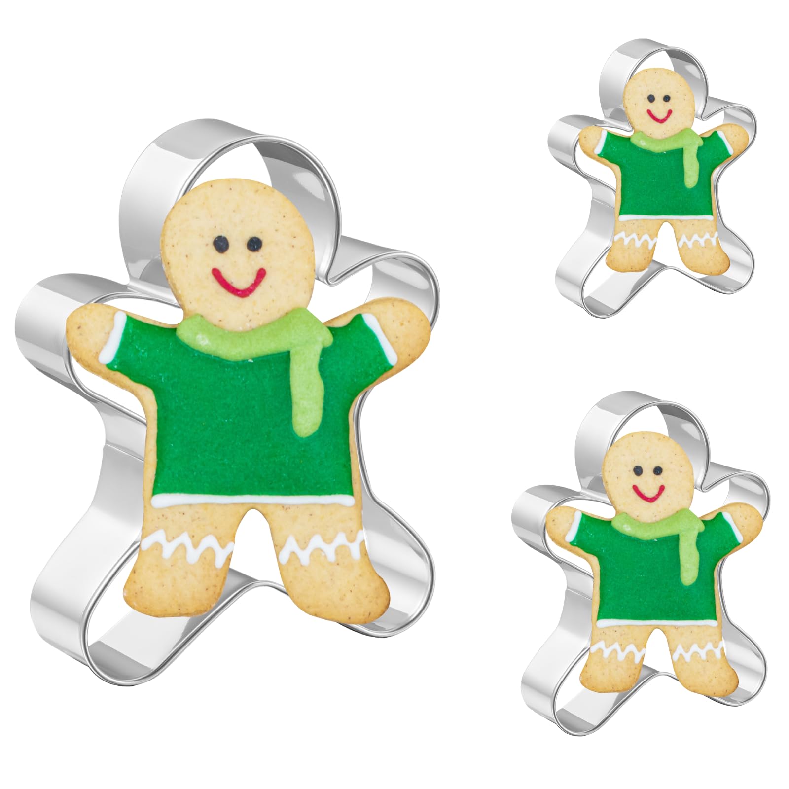 Gingerbread Man Cookie Cutters 3 PCS, 3'', 4'', 5''