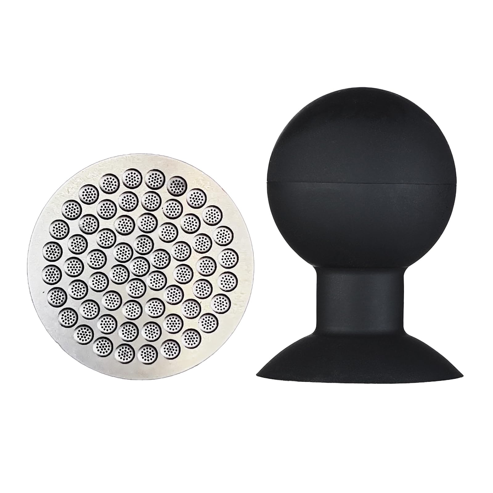 Puck Screen Wiederverwendbarer Netz-Kaffeefilter für Espresso-Siebträgerkorb mit leisem Puck-Siebauswerfer, Kaffeesatzentferner, klopffreies Luftgebläse-Set (53mm)