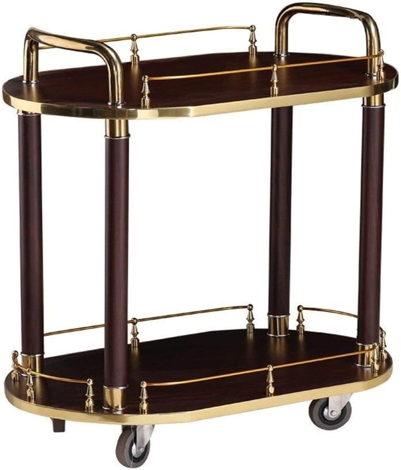 Bar Serving Cart, Wine Cart for Home Kitchen Hotel Metal Storage Trolley Rolling Cart Durable Serving Drinks Bar Cart with 2 Shelves, Serving Kitchen Trolley with 4 Casters for Hot
