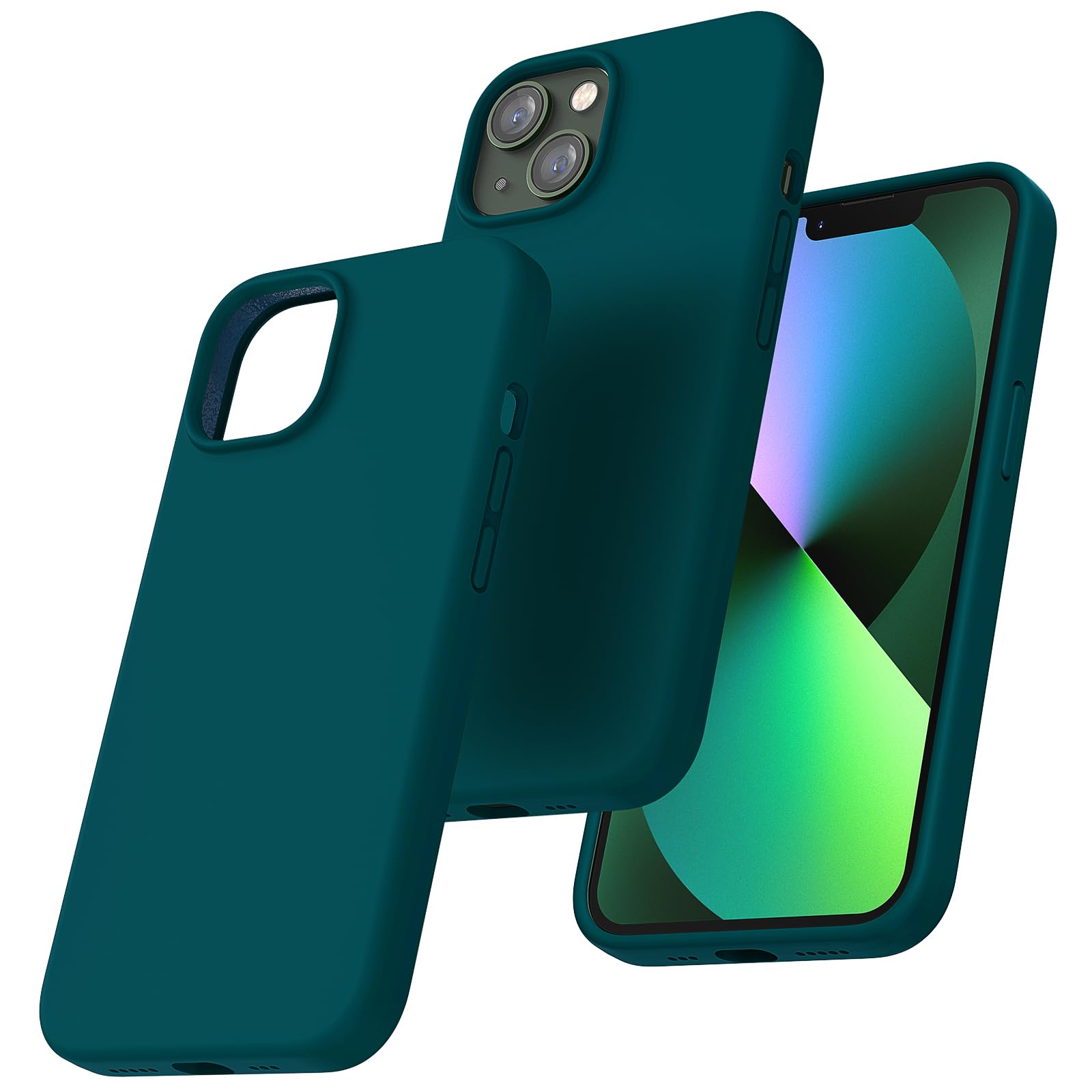 TOCOL for iPhone 13 Case, Slim Silicone Case for 13 6.1 Inch, Precise Fit, Anti-Slip, Drop Protection, Teal