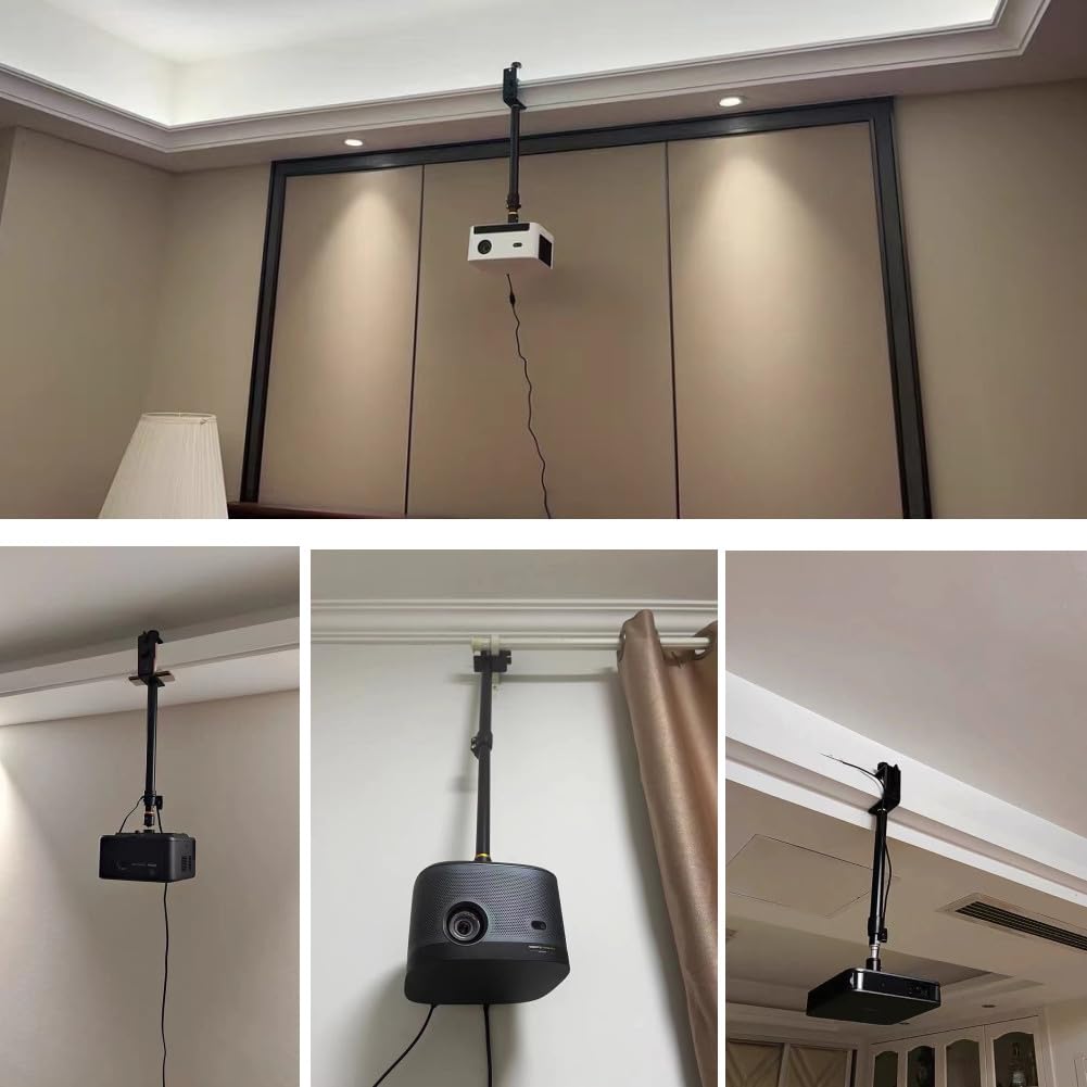 Supporto da soffitto per proiettori, lunghezza regolabile, supporto per proiettori QKK, DR.J, DBPOWER, Eazze, VANKYO, AAXA, Jinhoo, PVO, TMY, AuKing e la maggior parte degli altri mini proiettori