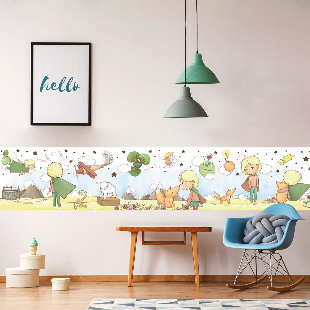 kina - SM0044 Adesivi Murali Fasce per Camerette Bambini - Grafica Il Piccolo Principe Greche Protezione e Decorazione Pareti Rivestimento Mobili Tavoli e Armadi 30x130 cm