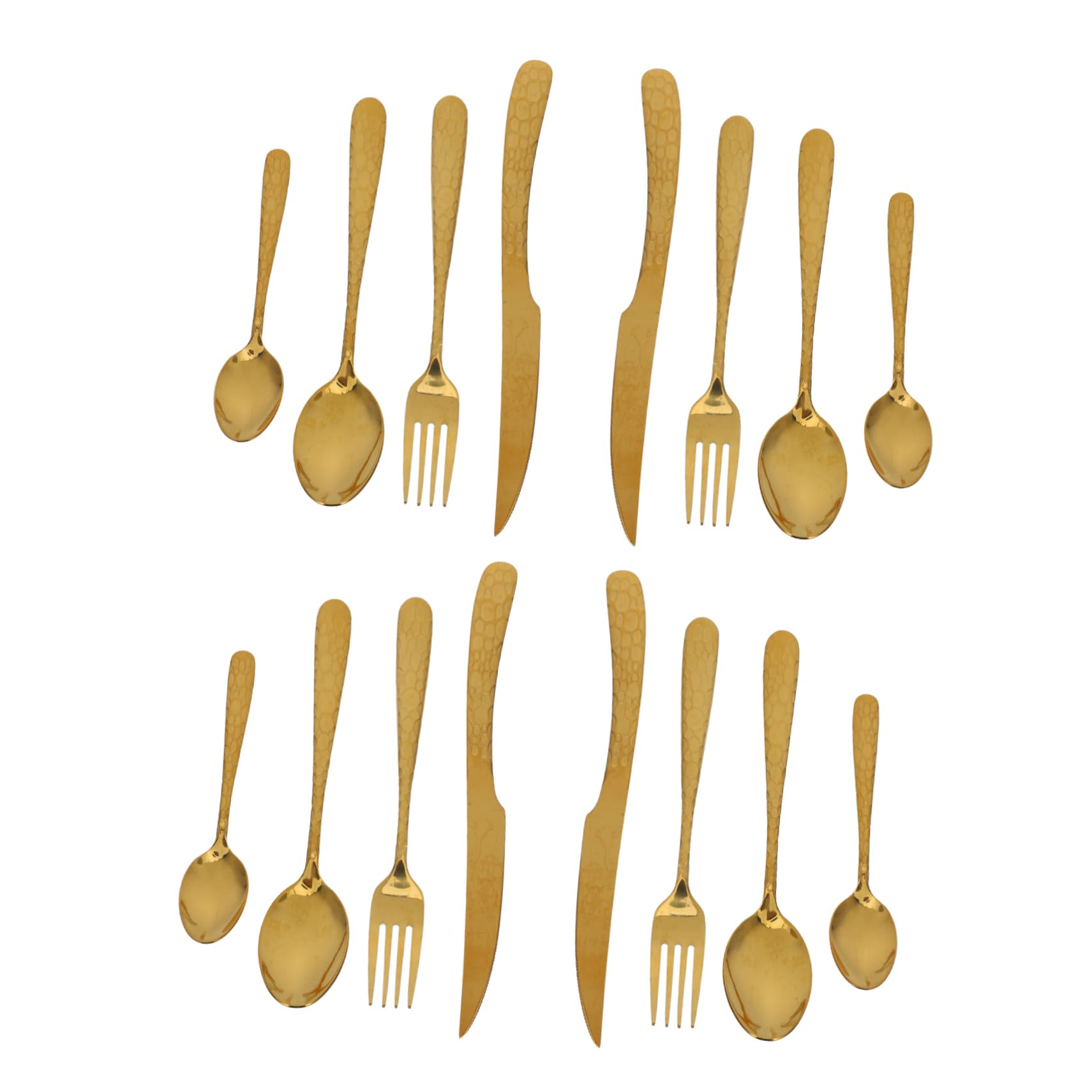 ULTECHNOVO Set di Posate per Bistecca in Acciaio Inossidabile, 4 Set, Finitura Oro, Design Elegante per Cene in Famiglia e Ristorante