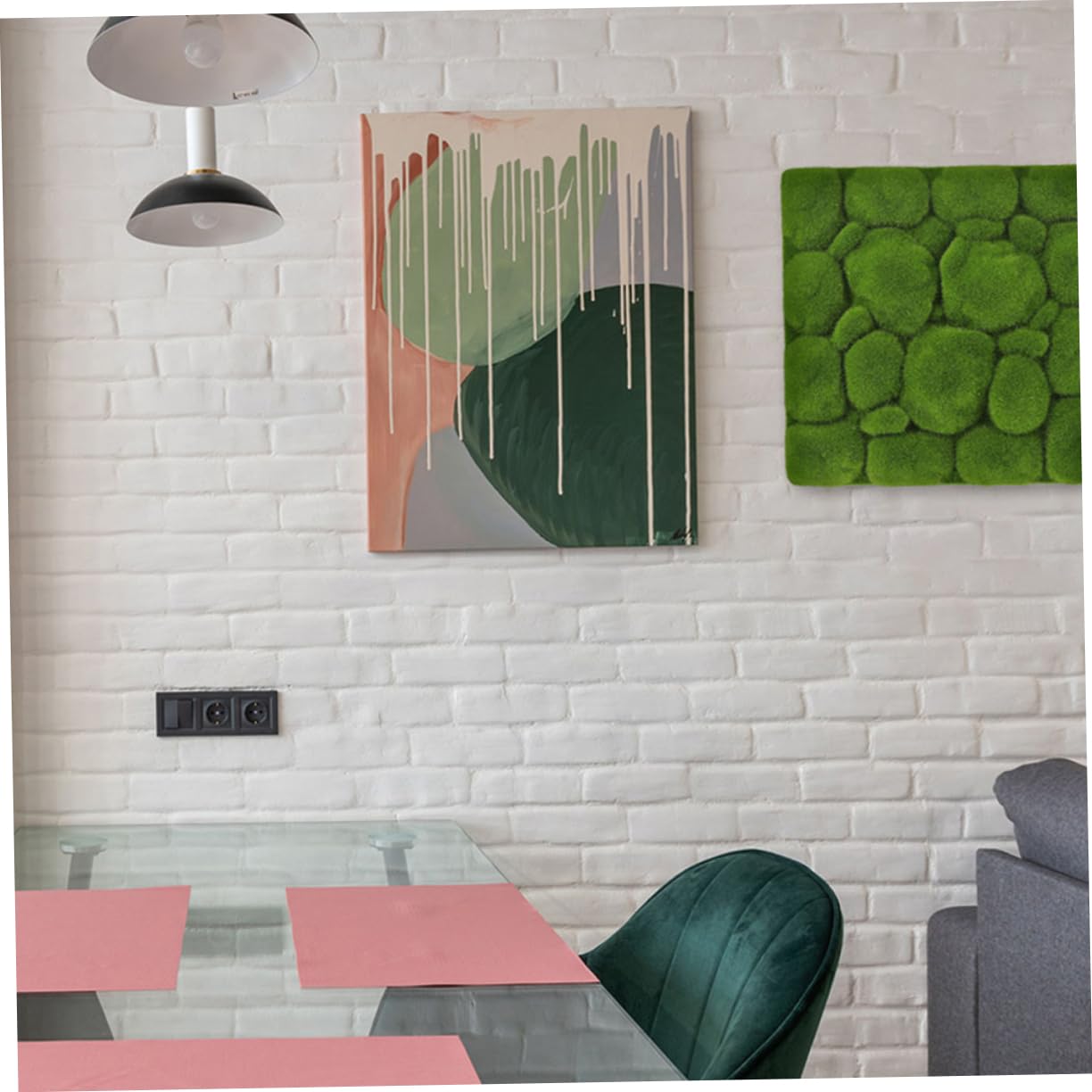 TOPBATHY Panel Decorativo de Musgo Artificial 3 Piezas Cuadradas de Espuma