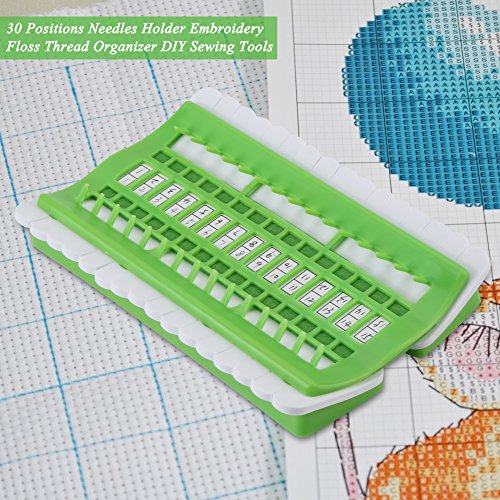 Image of Floss Organizer Embroidery Kit, Stitch Tool 30 Position Stitch Needles Holder Thread Organizer Sewing Tools Embroidery Thread Organizers Shelf (Green)