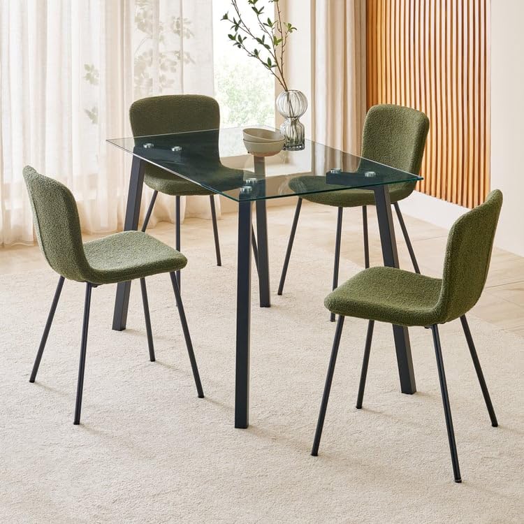 Image of Home Centre | Helios Paul Set of 4 Fabric Dining Chairs | Dining Chair for Home | Green | 1 Year Warranty
