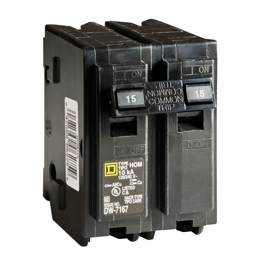 SCHNEIDER ELECTRIC 120/240-Volt 15-Amp HOM215 Miniature Circuit Breaker 120/240V 15A