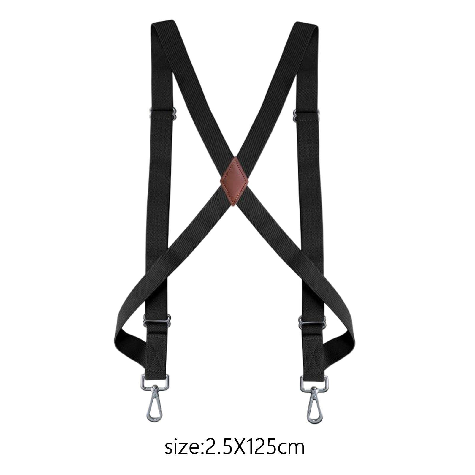 Tirantes elásticos en forma de X para hombre y mujer, con gancho ajustable, color negro