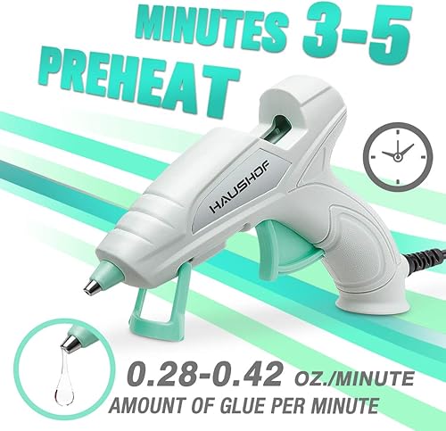 Miniatura 6 de HAUSHOF Mini pistola de pegamento, pistola de pegamento caliente con 20 varillas de pistola de pegamento (0.28 x 4.0 in), para reparaciones rápidas