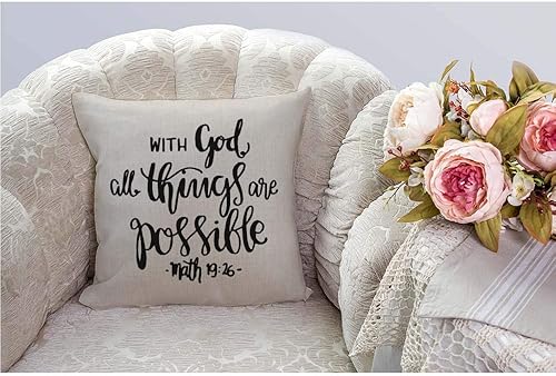 Miniatura 2 de HGOD DESIGNS Funda de almohada con versículo bíblico, esperanza cristiana religiosa con Dios, todas las cosas son posibles, fundas de almohada