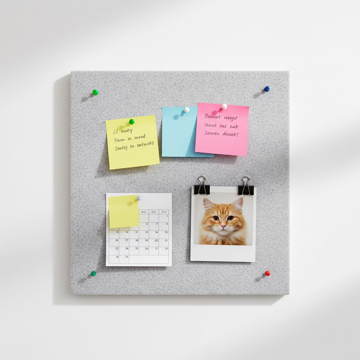 ArtzFolio Felt Bulletin Board Notice Pin Board | 1 Piece | Self-Adhesive Soundproof Wall Tiles | Acoustic Foam Panels Combo with Push Pins & Sticky Notes | Light Grey | 12 x 12 inch (30 x 30 cms)
