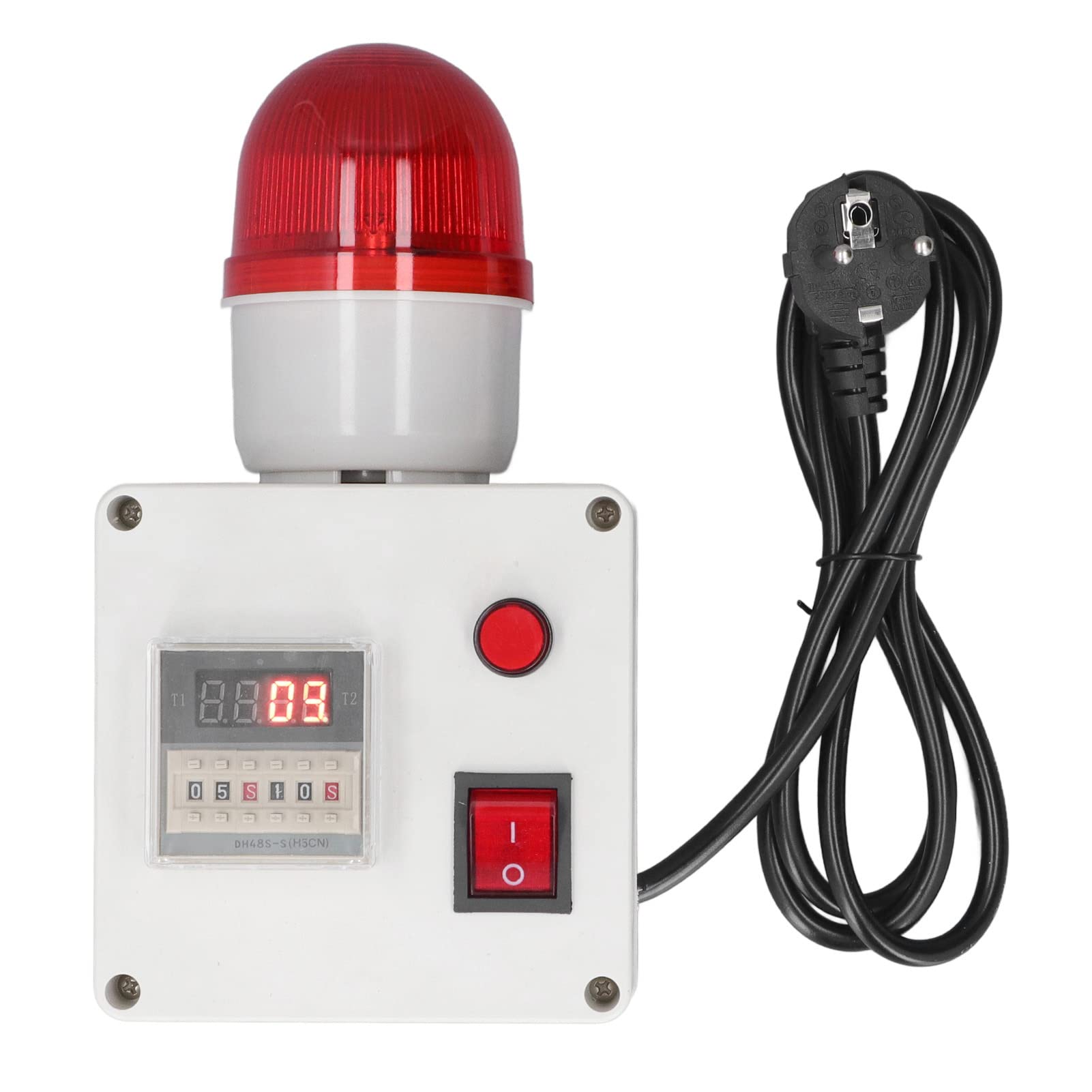 Fafeicy Sirena con Timer Ciclo di Allarme Sonoro Industriale 90-110 Decibel Regolabile con Display a 6 Cifre per la Produzione, Trasformazione Alimentare, Prodotti Chimici, Medici