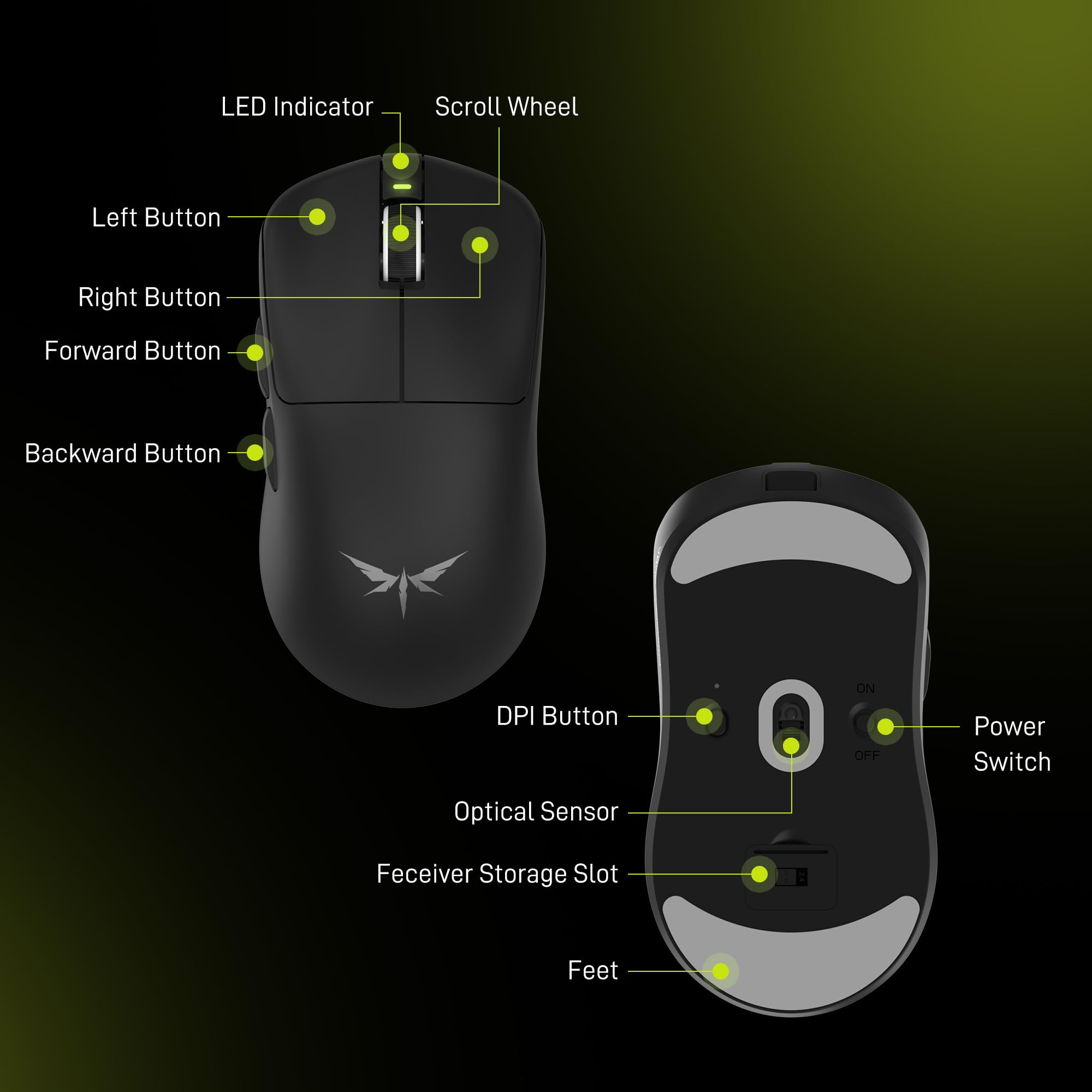 VGN F1 Pro Max Lightspeed Souris de jeu sans fil avec double mode 2,4 G/Type-C filaire - Capteur 26 K - 26 000 DPI - 55 g - Légère - 6 boutons programmables - Jusqu'à 200 h d'autonomie de la batterie
