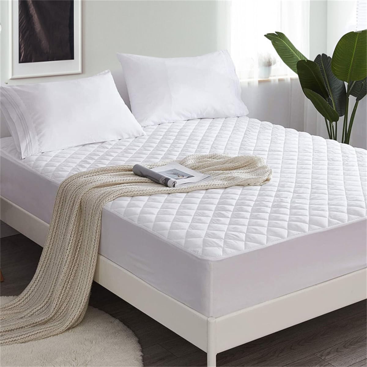 Heated Mattress Pad Queen King Size, Electric Mattress Pad with Dual Controls & 10 Heat Settings,Machine Washable，Gifts for Couples, Mom Dad (80"x78"-White)