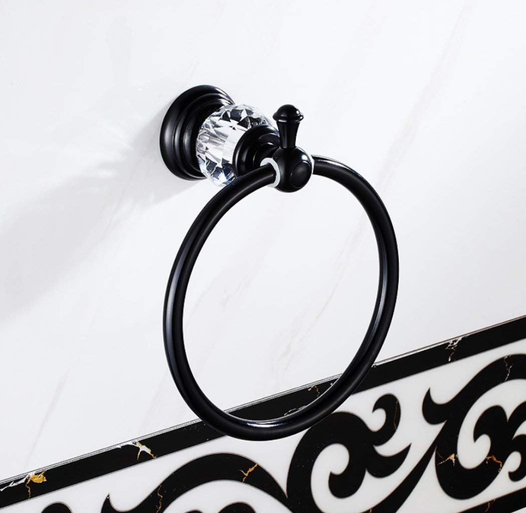 GZZ Anillo de Toalla de baño de Aluminio a Prueba de óxido Anillo de Toalla de baño Circular Estante de Toalla de baño Negro a la Pared Productos para el hogar Toalla de baño Anillo de baño