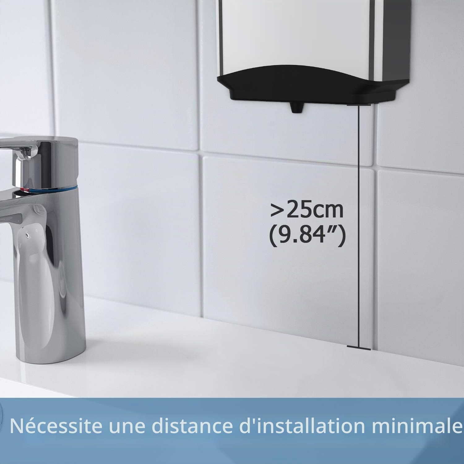 AIKE Distributeur de Savon Liquide Automatique Commercial Mural, 1100 ML en Acier Inoxydable, pour Toilettes, Salles de Bain et Cuisines, AK1206 (Poli)