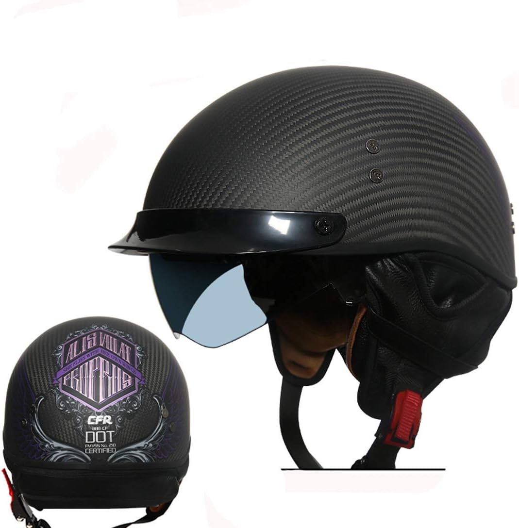 半帽ヘルメット バイク カーボンヘルメット ハーフ 原付 ヘルメット メンズ レディース Helmet Uvカット 通気 吸汗 日焼け止め オールシーズン 内装 洗濯可 男女兼用 おしゃれ ヘルメット L 頭囲 57 59cm マットブラック つばさ Sembrandojuntos Org