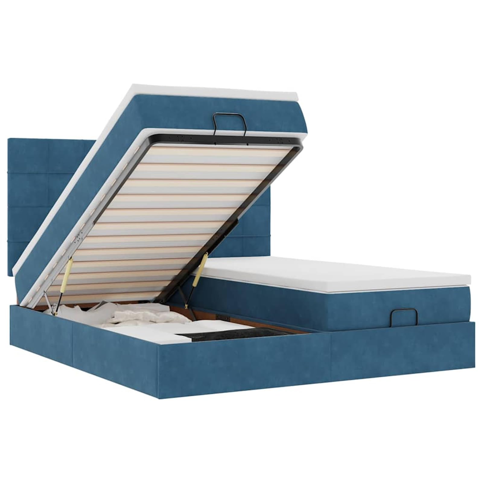 Gecheer Cama Otomana con Almacenamiento y Colchón de Resortes Enfundados, Tela de Terciopelo, Luces LED, para Dormitorio y Descanso