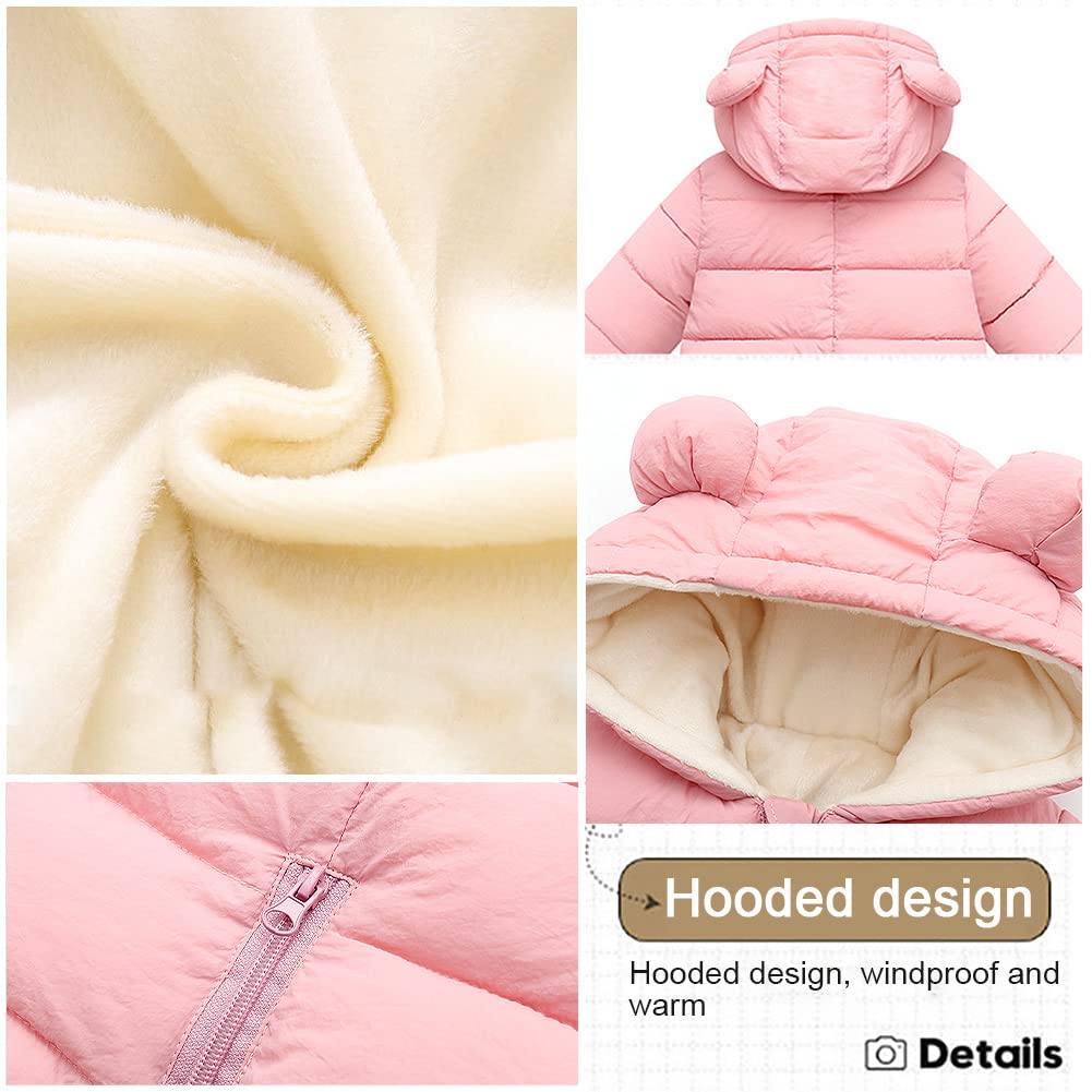 Combinaison de Neige Bébé Garçon Fille Barboteuse à Capuche Plus Velours Combinaison de Ski Grenouillère Épaissie pour Hiver