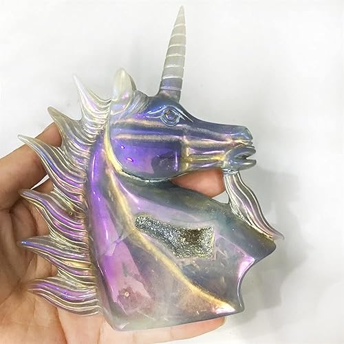 Miniatura 4 de Piedra para aliviar la ansiedad ágata natural geoda unicornio titanio cristal gris caballo calavera cuarzo minerales especímenes decoración curativa