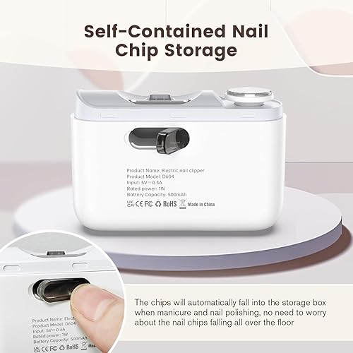 Miniatura 6 de Cortaúñas eléctrico, cortaúñas automático 2 en 1, recortador de uñas eléctrico de 2 velocidades con luz LED, cortaúñas eléctrico para bebés, niños,