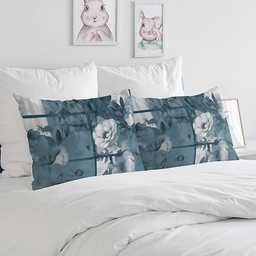 Miniatura 4 de Juego de edredón floral tamaño individual de microfibra ligera azul lago Cymbidium Sinense botánico con todas las estaciones