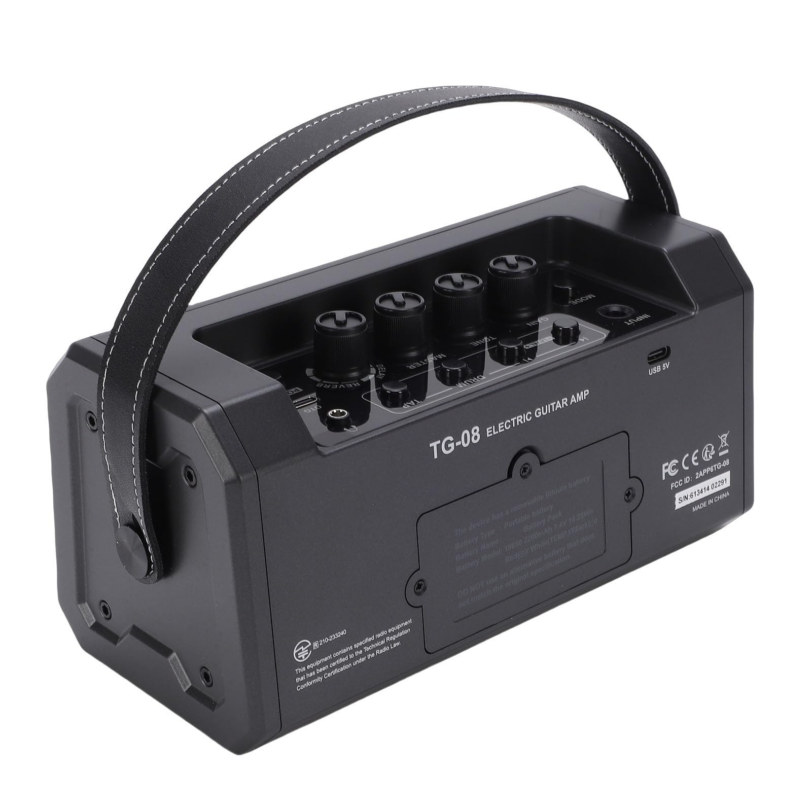 Fockety Amplificatore per Chitarra Elettrica da 10 W, Amplificatore Combinato per Basso Portatile con Altoparlante, Jack per Cuffie, Ingresso Aux, Volume, Controlli di Guadagno