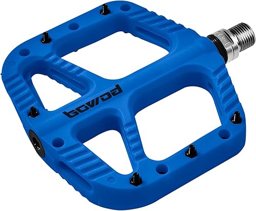 BOWOD MTB Pedals Flat Mountain Bike Pedals Adult, Light and Wide Nylon Composite Bicycle Platform Pedal w Grippy Pins, 916" Cr-Mo Spindle 2