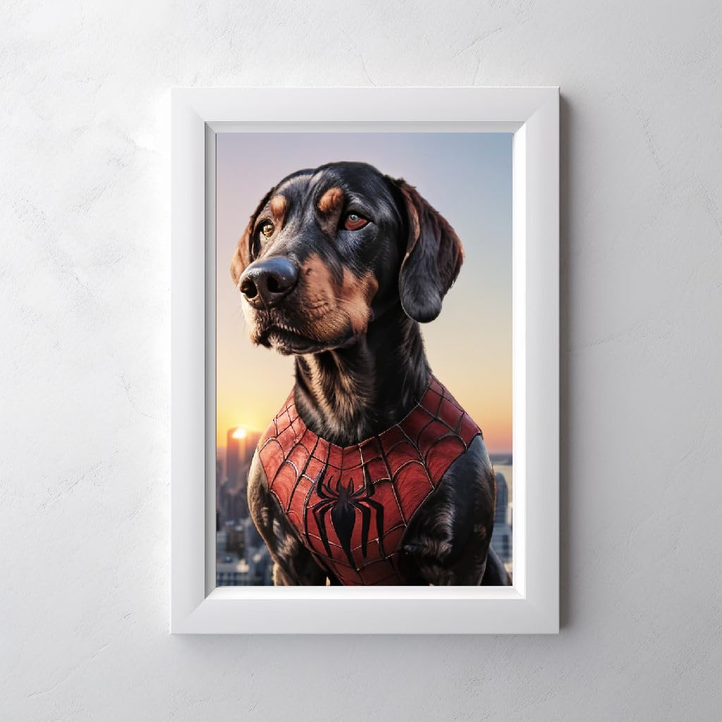 Tableau personnalisé chien chat style Spiderman pour décoration murale art numérique 4K