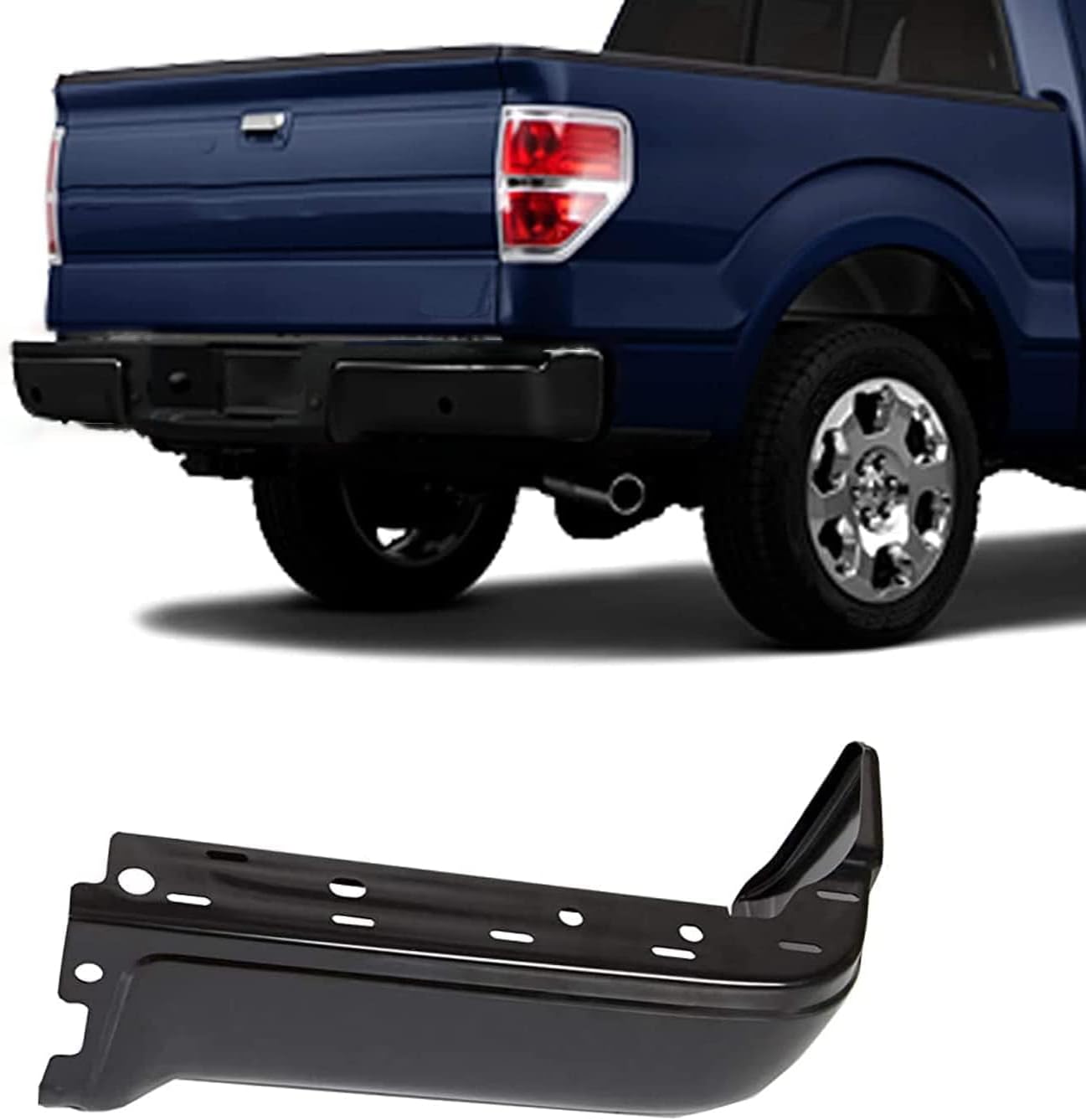 HECASA Rear Bumper End Face Bar Compatible with 2009-2014 Ford F150 Cap Cover W/O Sensor Hole Passenger Side Black FO1102375 9L3Z17906A