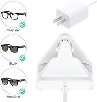 Vista 2 de Soporte de carga inteligente para lentes y cable compatible con Ray-Ban Meta Wayfarer Headliner Skyler, base de carga portátil USB-C para lentes